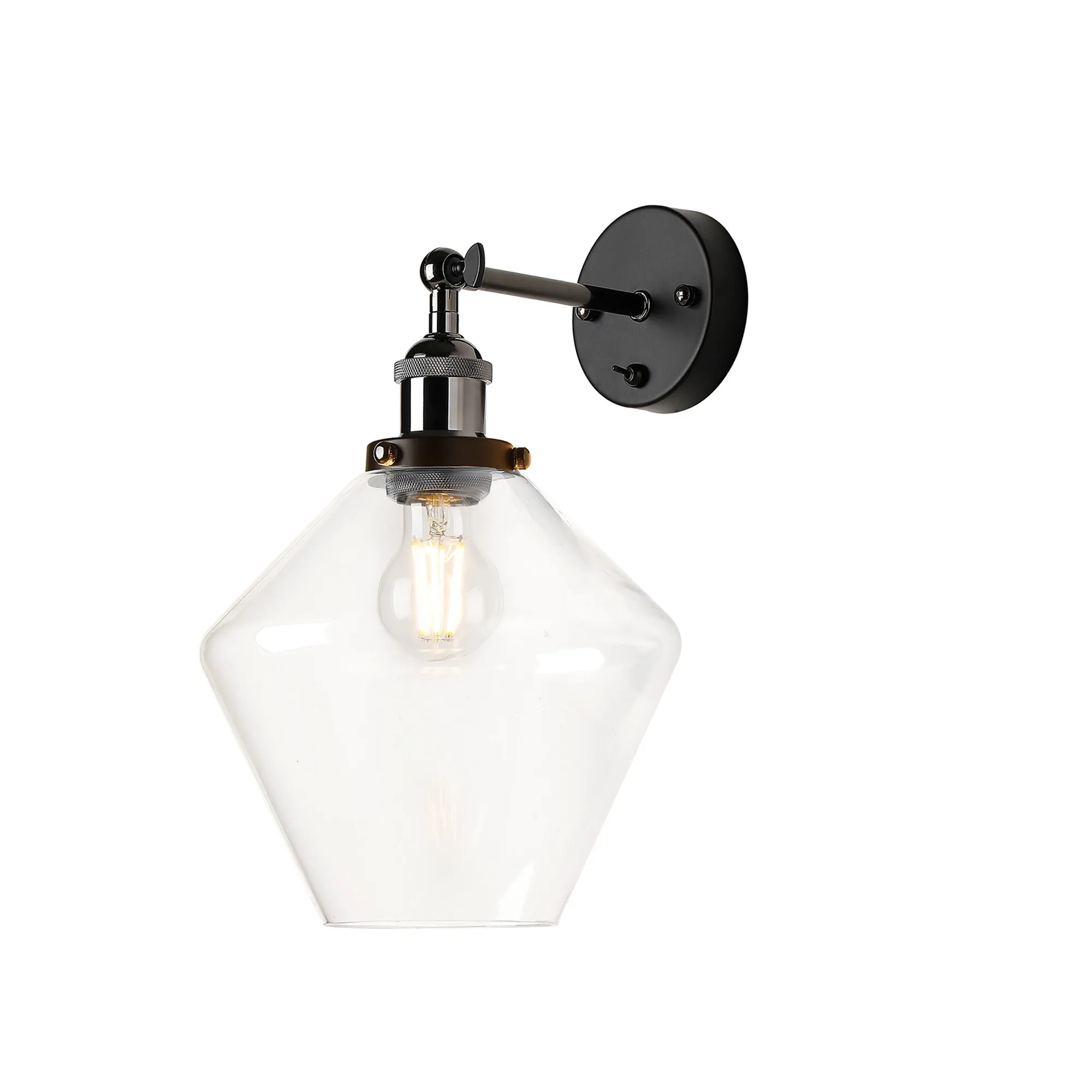 Cawdor Black Chrome Wall Lights Deco Armed Wall Lights